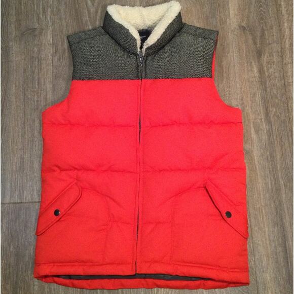 GapKids Orange Puffer Vest w Sherpa Collar XL - Picture 1 of 5